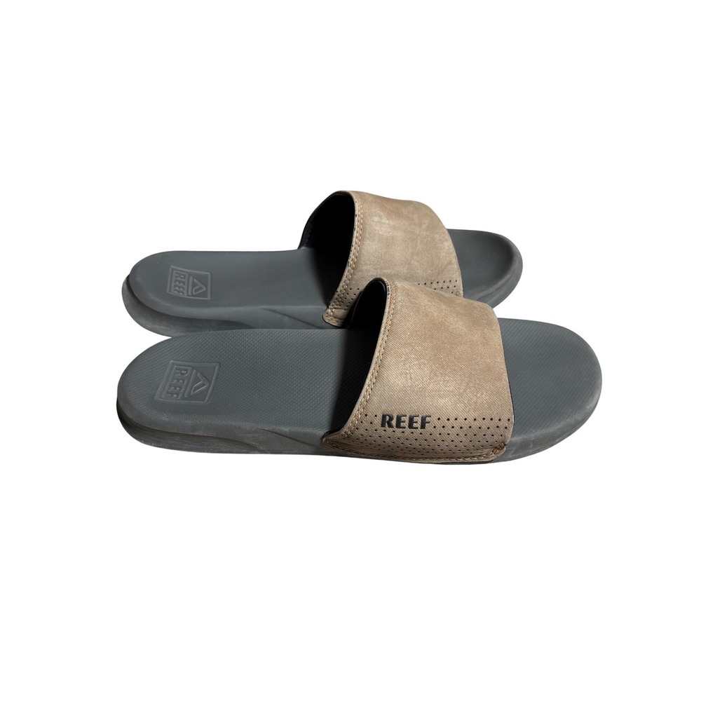 Reef One Slide Mens Sandals Size 11 Brown Grey Water Friendly Beach Shoes